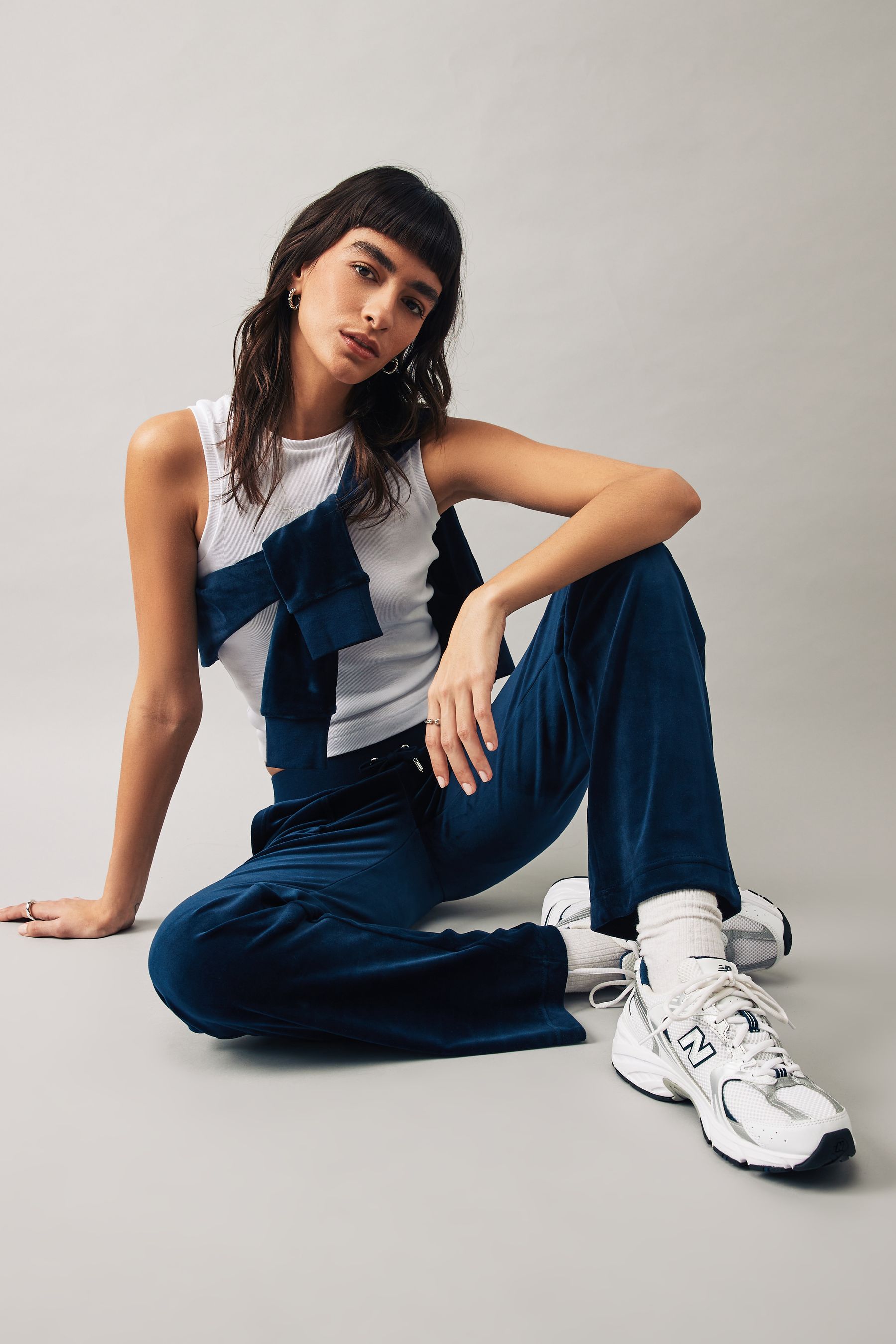 Velour straight leg joggers discount
