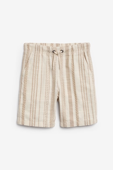 Neutral Textured Stripe Shorts (3-16yrs)