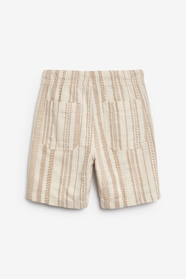 Neutral Textured Stripe Shorts (3-16yrs)