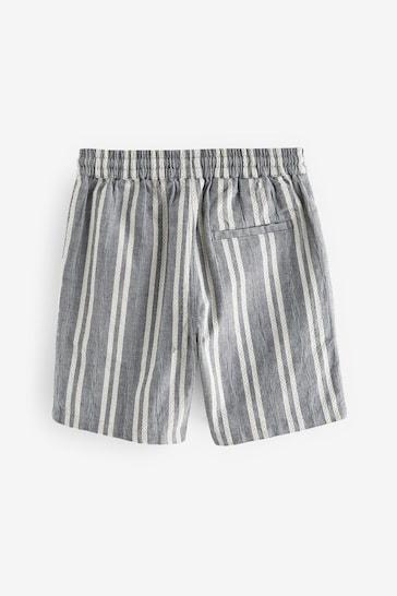Blue Stripe Textured Stripe Shorts Knit (3-16yrs)