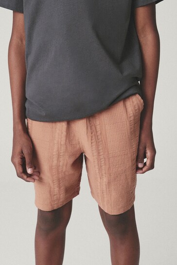 Rust Brown Textured Stripe Shorts (3-16yrs)