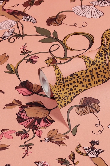 furn. Pink Exotic Wildlings Tropical Wallpaper Wallpaper