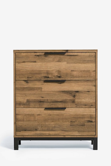 Dark Bronx Oak Effect 3 Drawer Tall Chest of Drawers