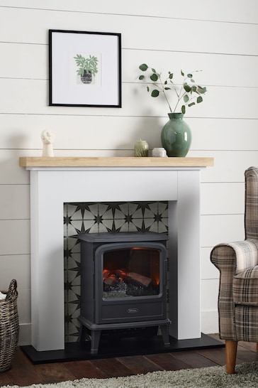 White Dual Tile Effect Space Saving Fire Surround
