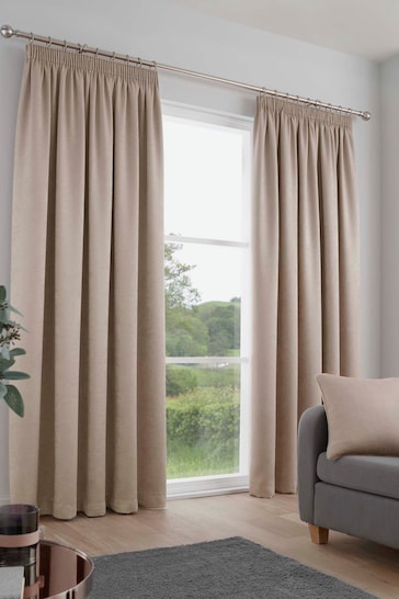 Fusion Natural Galaxy Light Reducing Pencil Pleat Curtains