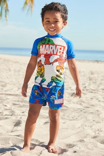 Marvel Blue 2 Piece Sunsafe Top And Shorts Set (3mths-7yrs)