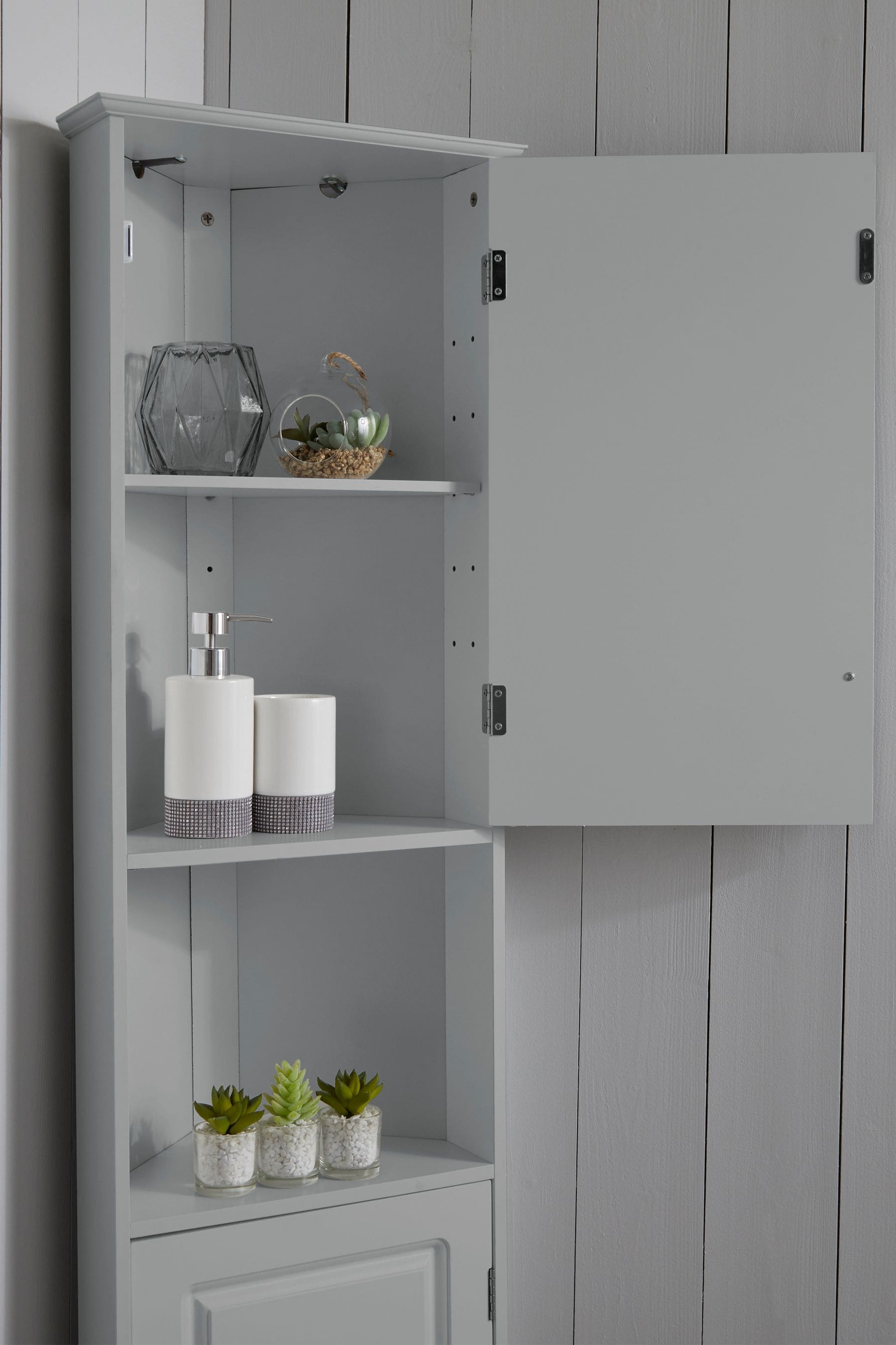 Tall corner new arrivals unit grey