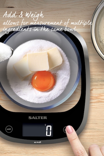 Salter Black Black Curve Glass Digital Kitchen Scale