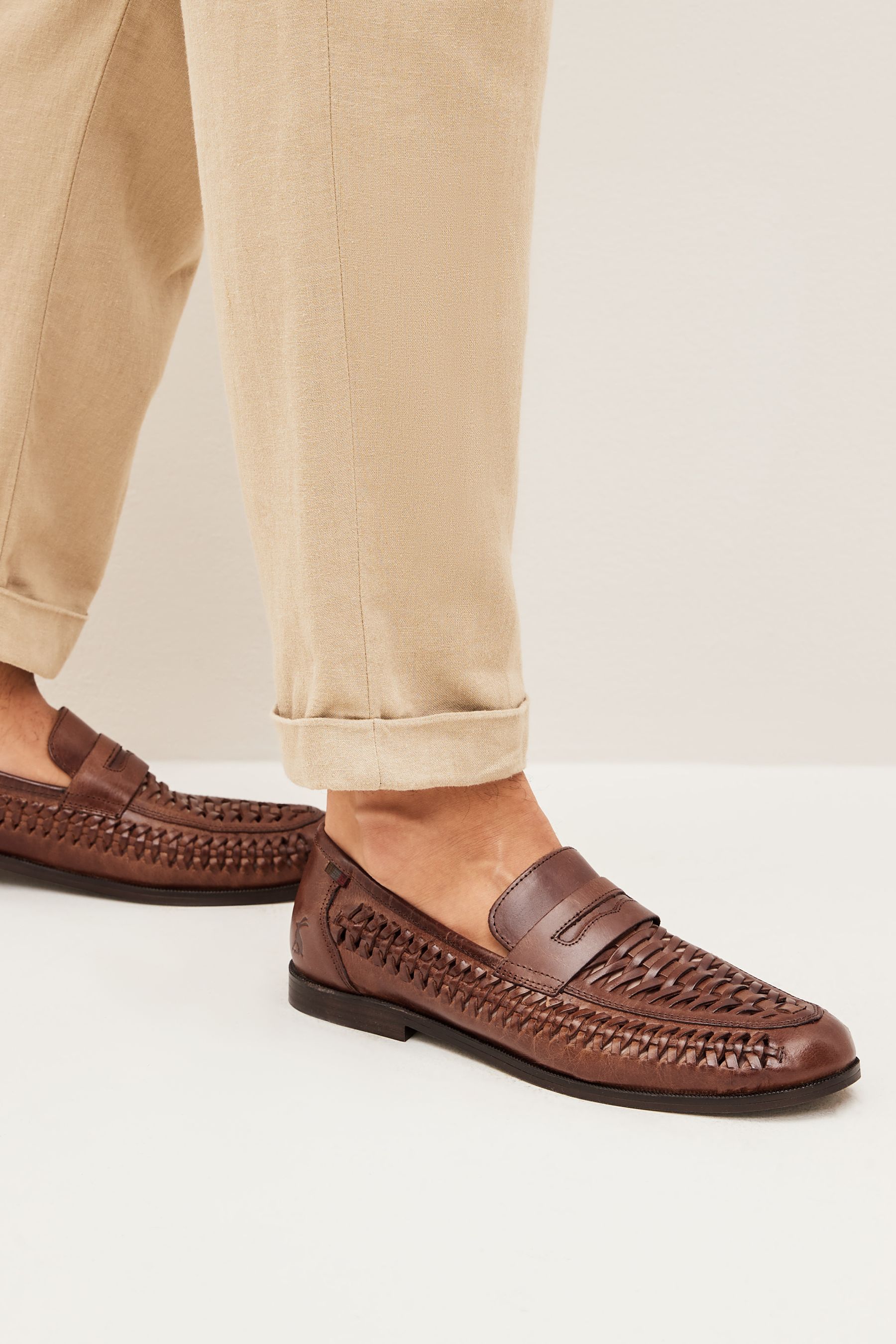 Mens tan shop weave loafers