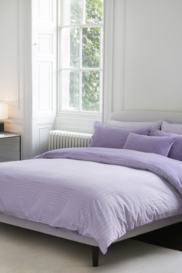 Jasper Conran London Lavender Grey Jacquard Weave Duvet Cover and Pillowcase Set