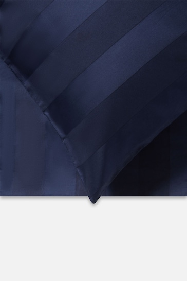 Jasper Conran London Navy Blue 500 Thread Count Satin Stripe Duvet Cover