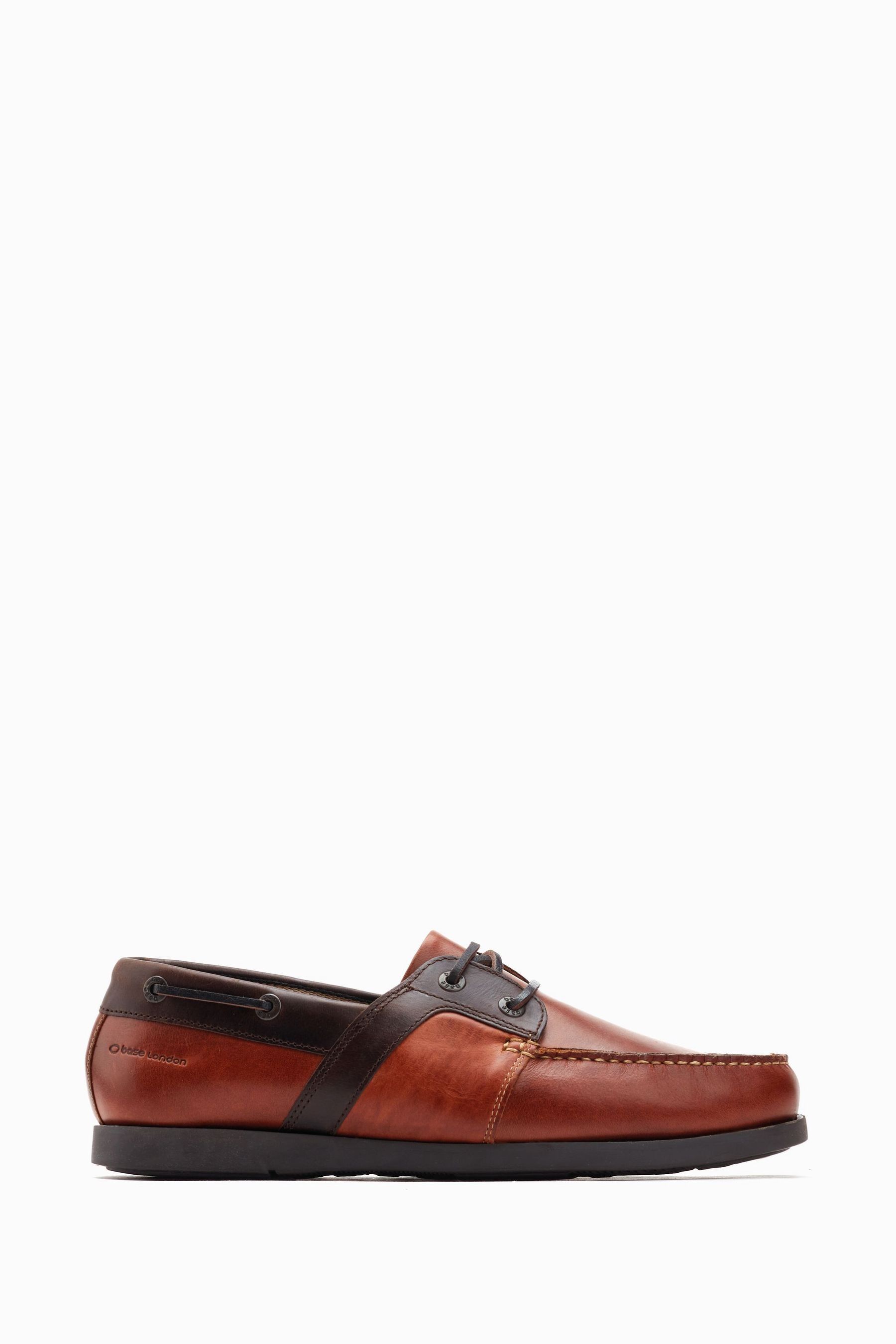 Base London Brown Cabin Waxy Boat Shoes 