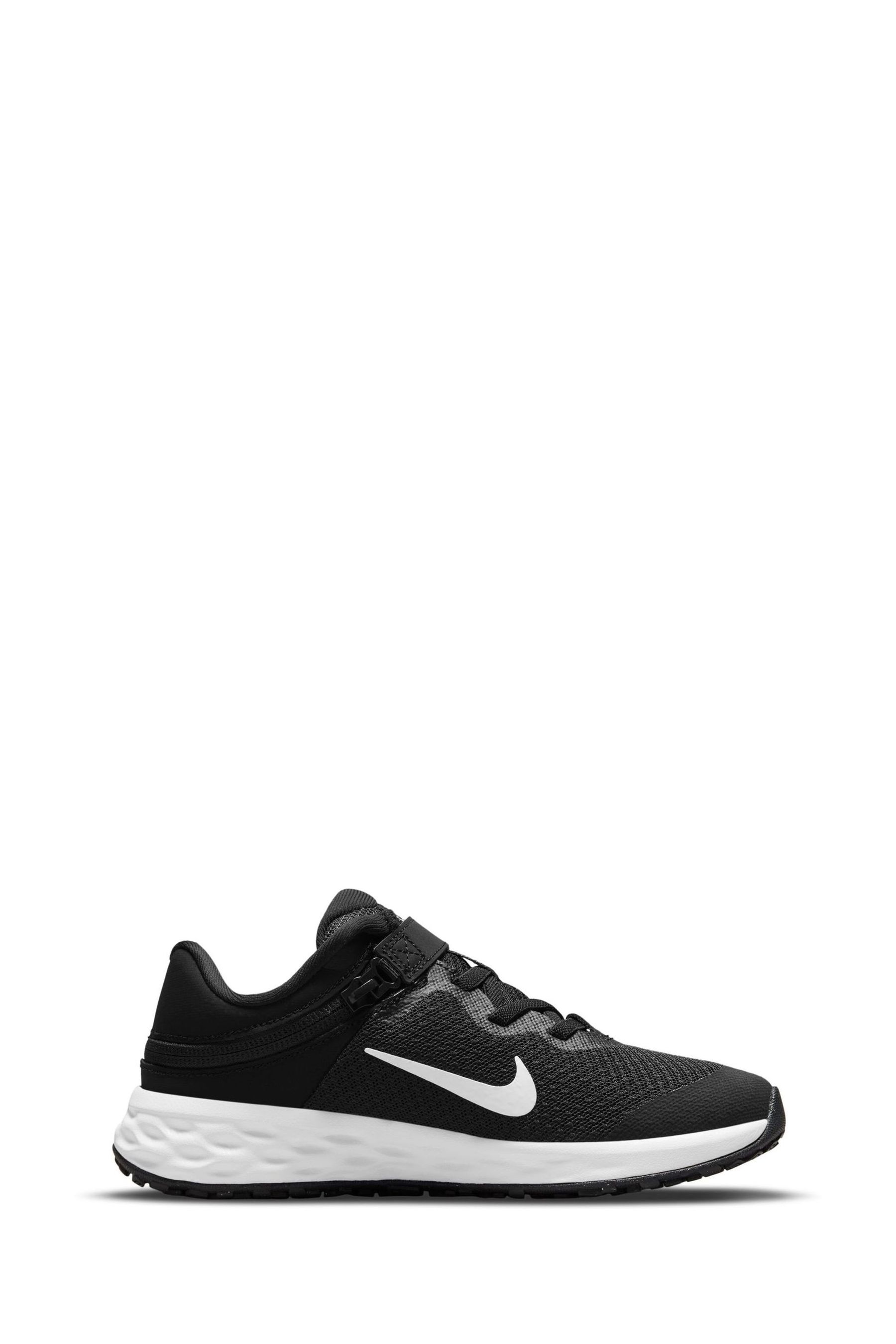Buy Nike Black White Revolution 6 FlyEase Junior Trainers from the