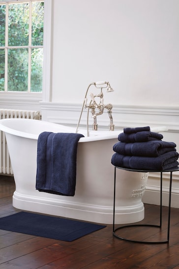 Jasper Conran London Navy Blue Soft Velvety Tufted Turkish Cotton Bath Mat