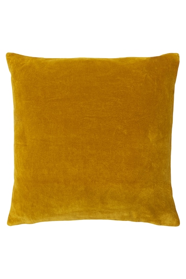 furn. Ochre Yellow Mangata Linear Cotton Velvet Square Cushion