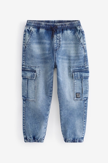 Blue Cargo Jeans With Elasticated Waist (3-16yrs)