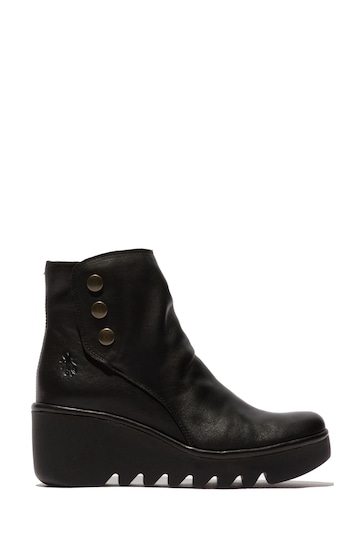 Fly London Brom Black Wedge Boots