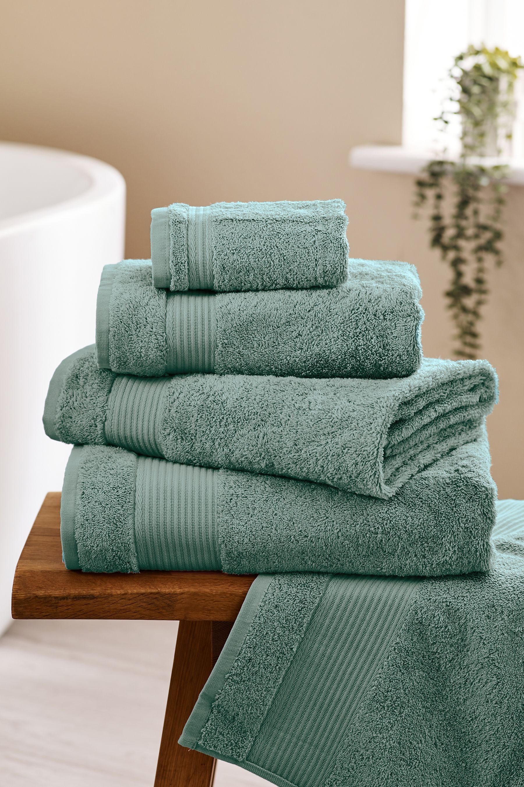 Soft green towels sales
