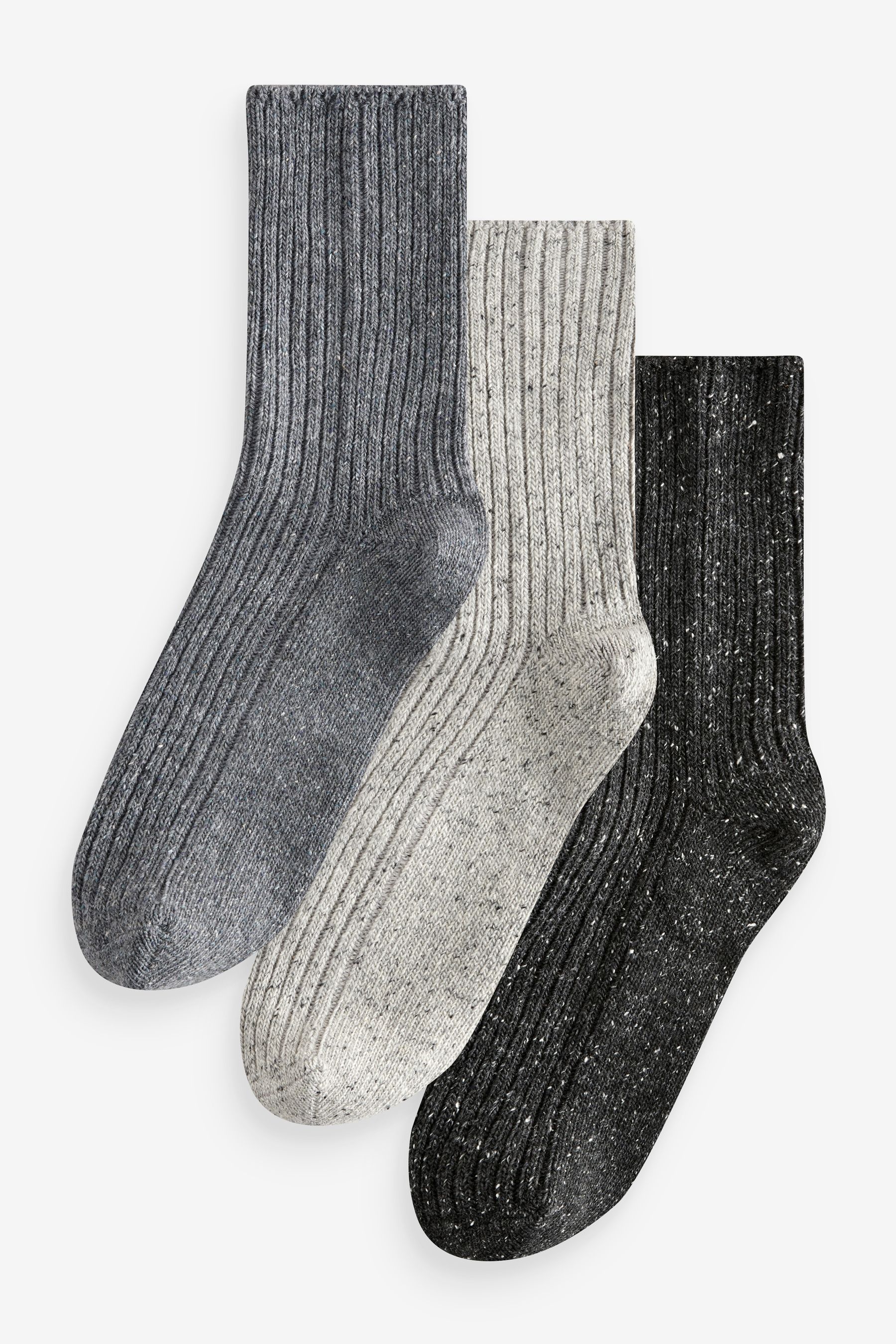 Buy Grey Thermal Wool Blend Ankle Socks With Silk 3 Pack from the