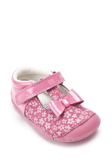 Start-Rite Wiggle Pink Leather Bow T-Bar Pre-Walker Baby Shoes F & G Fit