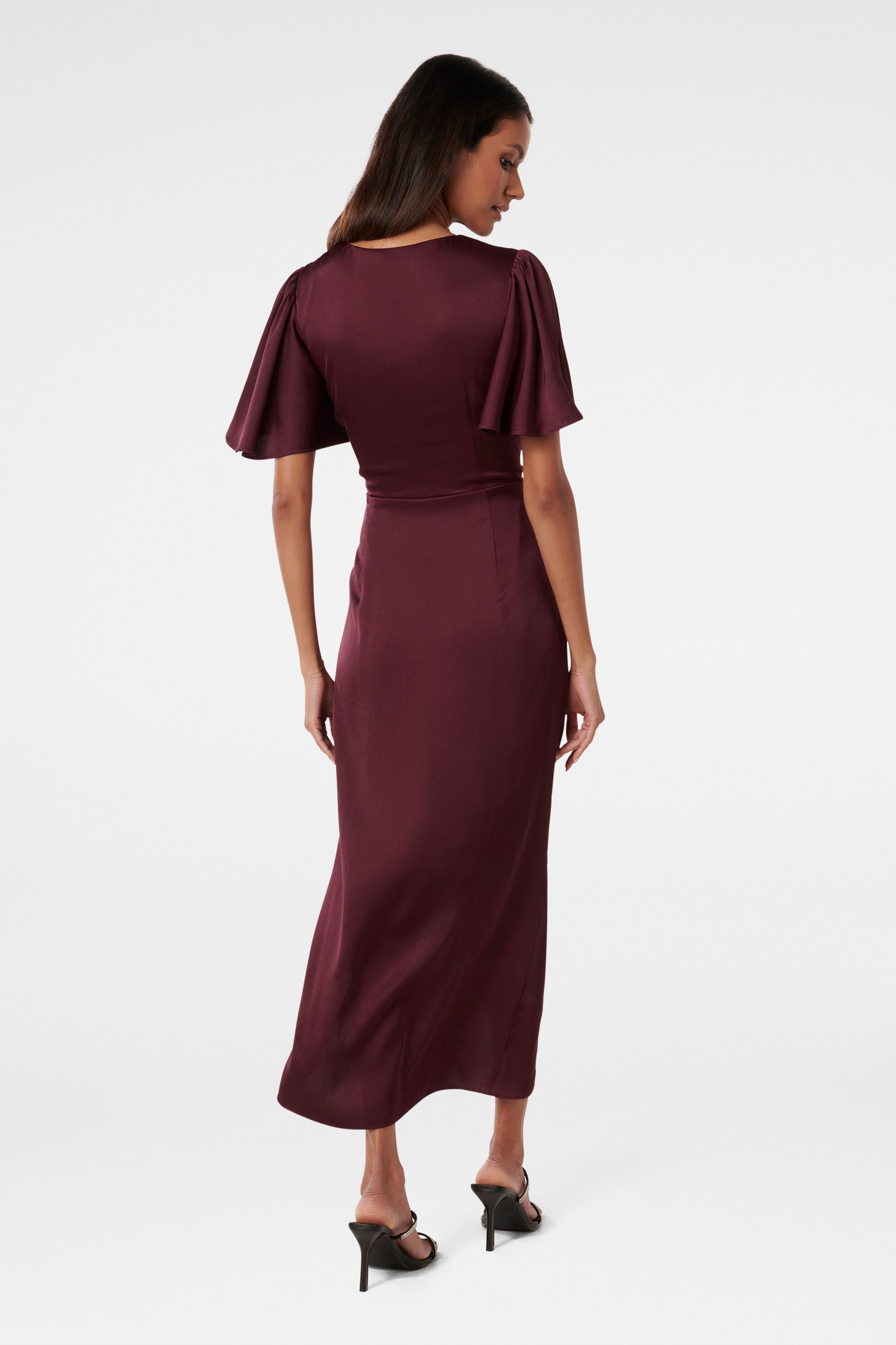 Buy Forever New Purple Petite Estelle Flutter Sleeve Midi Dress