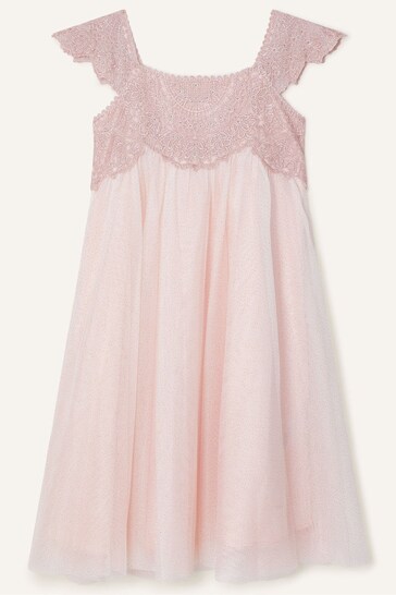 Monsoon Pink Estella Embroidered Dress