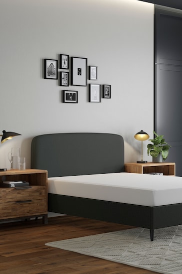 Simple Contemporary Charcoal Grey Matson Upholstered Bed Bed Frame