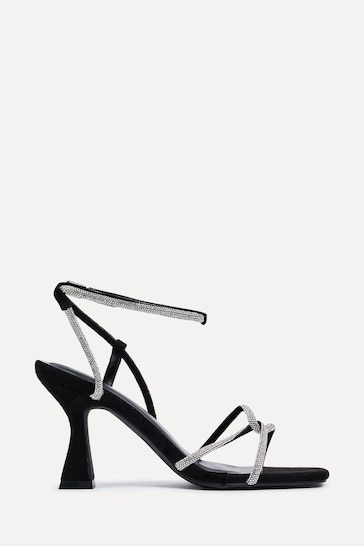 Linzi Black Entice Strappy Diamante Embellished Heeled Sandals