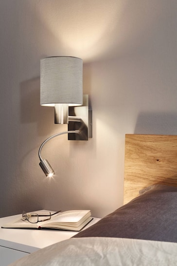 Eglo Pasteri Fabric Wall Lamp With Reading Light