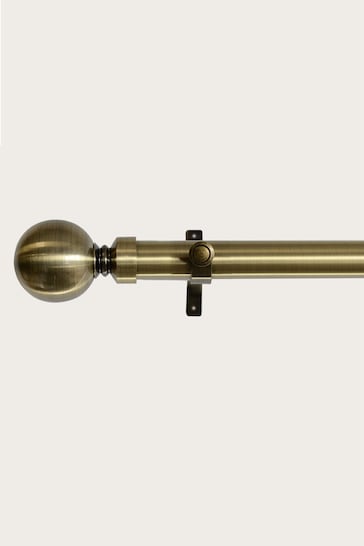 Laura Ashley Brass 28mm Eyelet Pole Kit with Ball Finial Curtain Pole