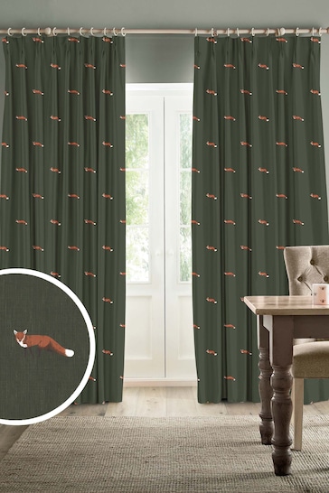Sophie Allport Forest Green Foxes Made To Measure Curtains