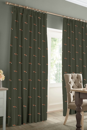 Sophie Allport Forest Green Foxes Made To Measure Curtains