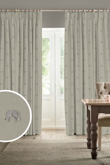 Sophie Allport Natural Elephant Made To Measure Curtains