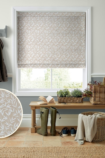 Laura Ashley Natural Willow Leaf Chenille Made To Measure Roman Blind