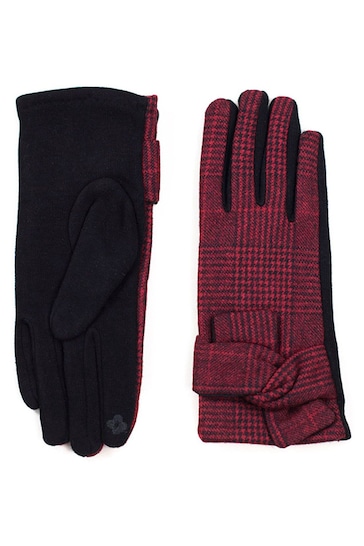 Hot Squash Womens Red Checked Gloves