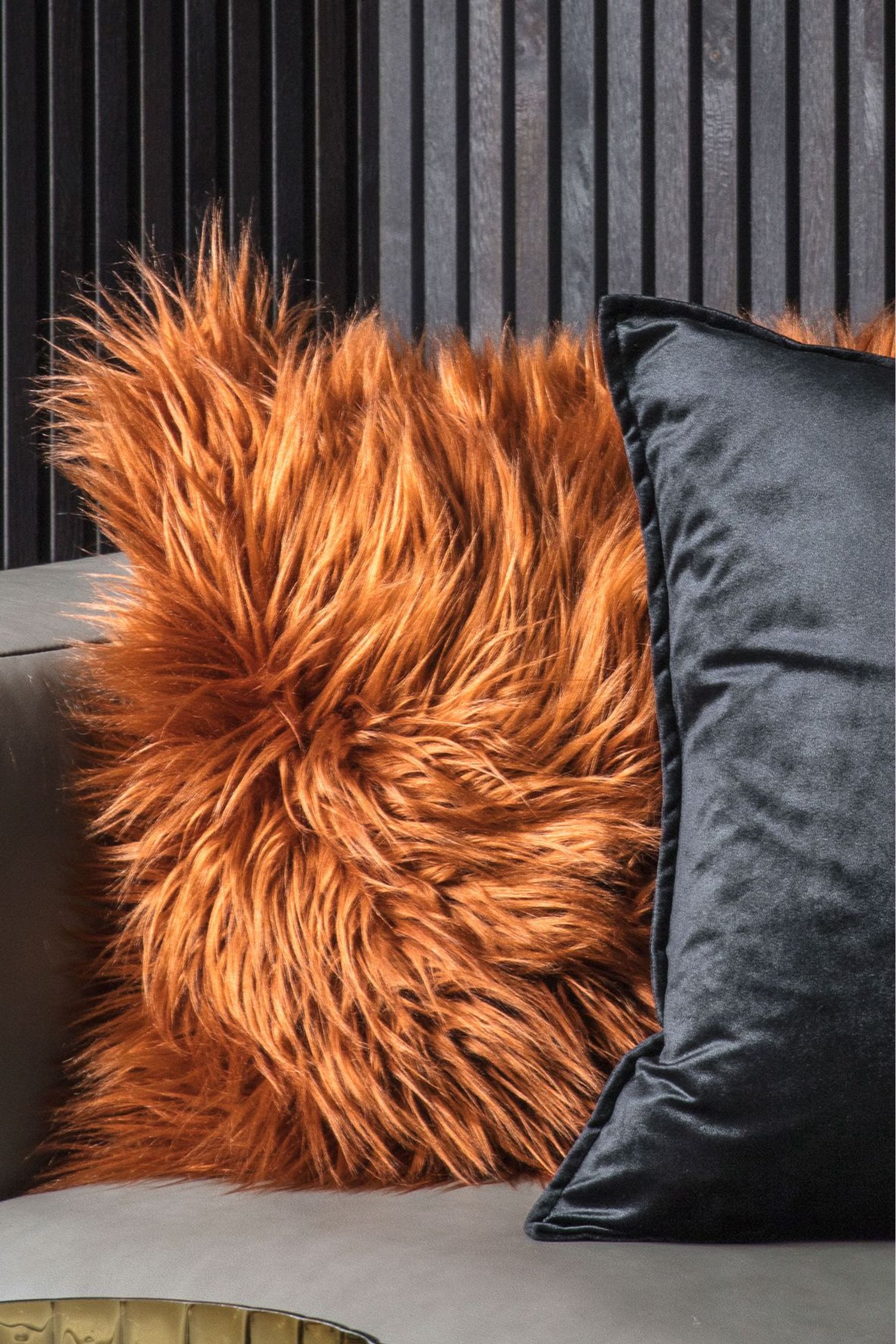 Orange fur shop pillow