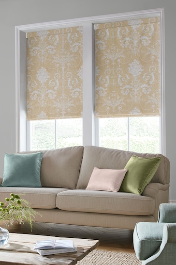 Laura Ashley Gold Josette Woven Made To Measure Roman Blind
