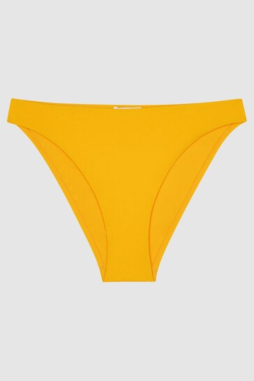 Reiss Yellow Carina Fixed Side Bikini Bottoms