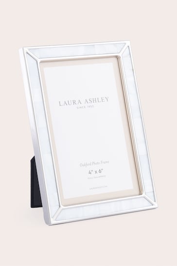 Laura Ashley Chrome Oakford Nickel Plated With Mother Of Pearl Picture Frame