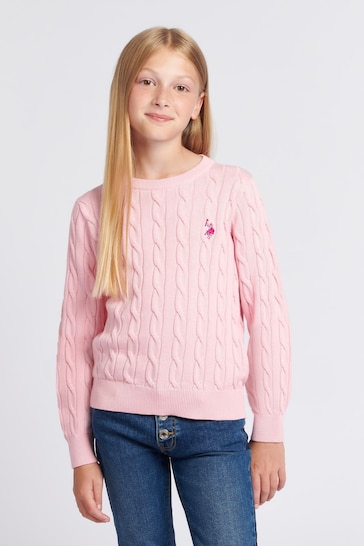 U.S. Polo Assn. Girls Cable Knit Jumper