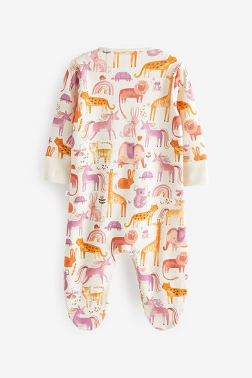Pink/White Unicorn Baby Sleepsuits 3 Pack (0-2yrs)