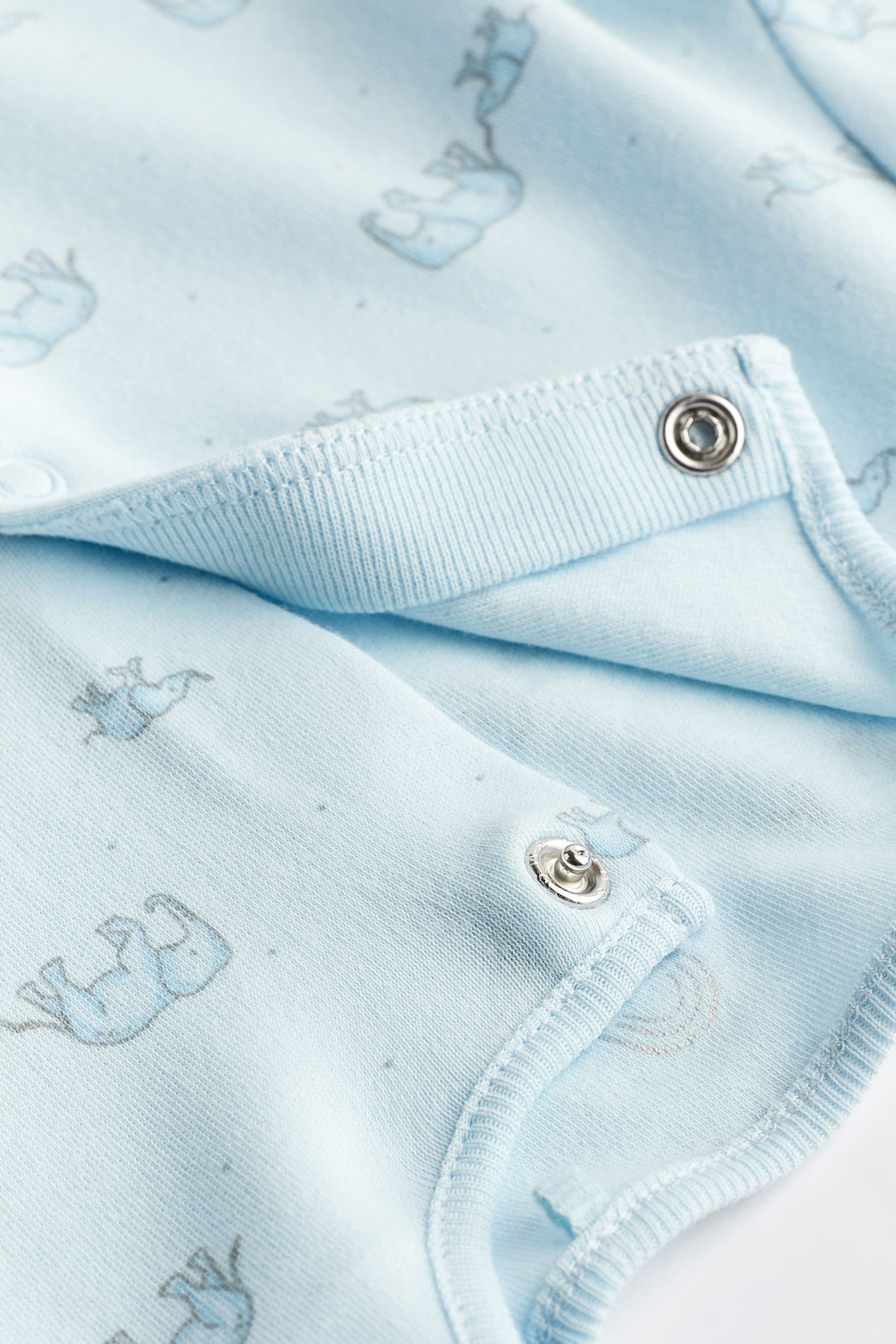 Pale Blue 4 Pack Elephant Baby Sleepsuits 0 2yrs