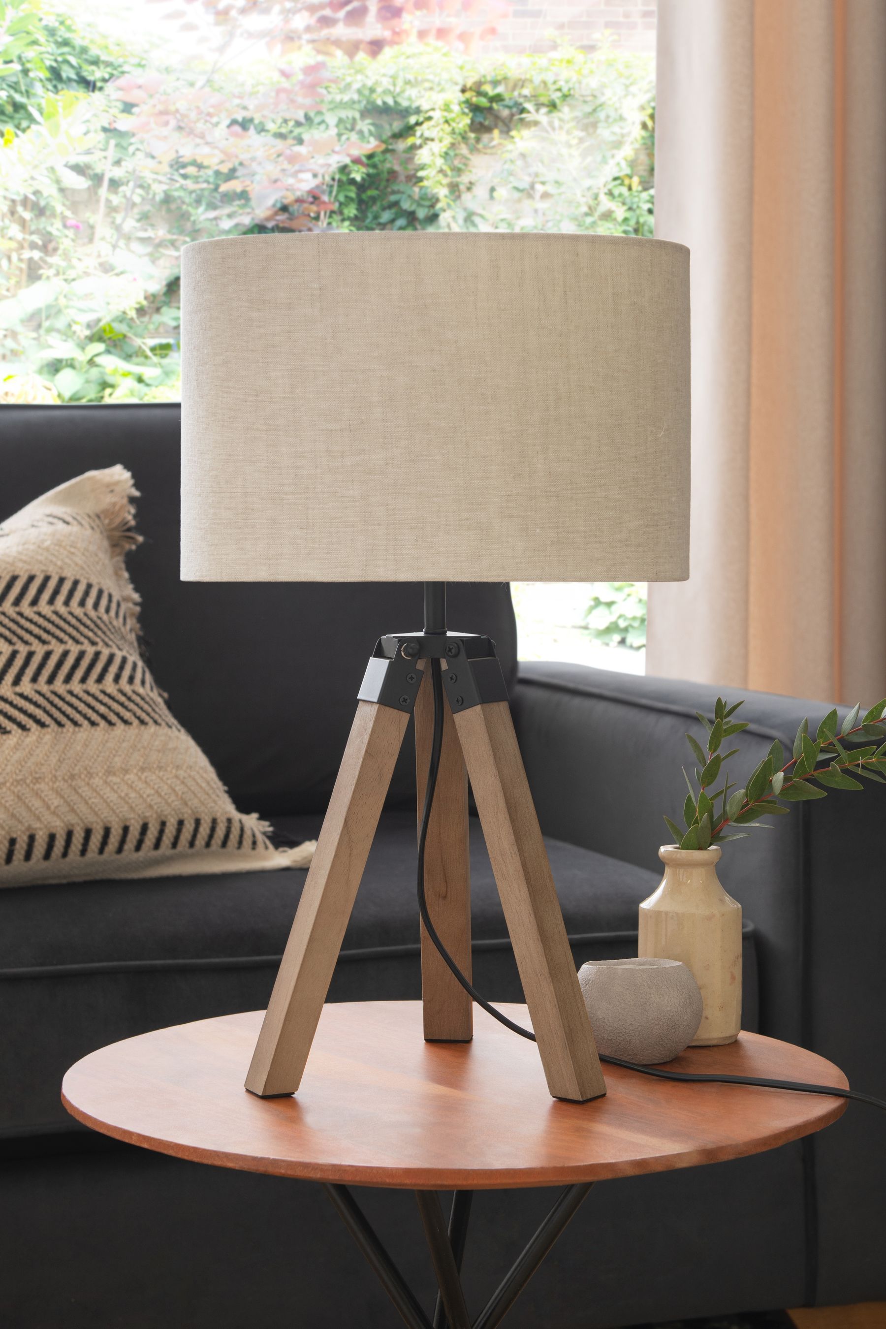 Brown Bronx Wood Tripod Table Lamp