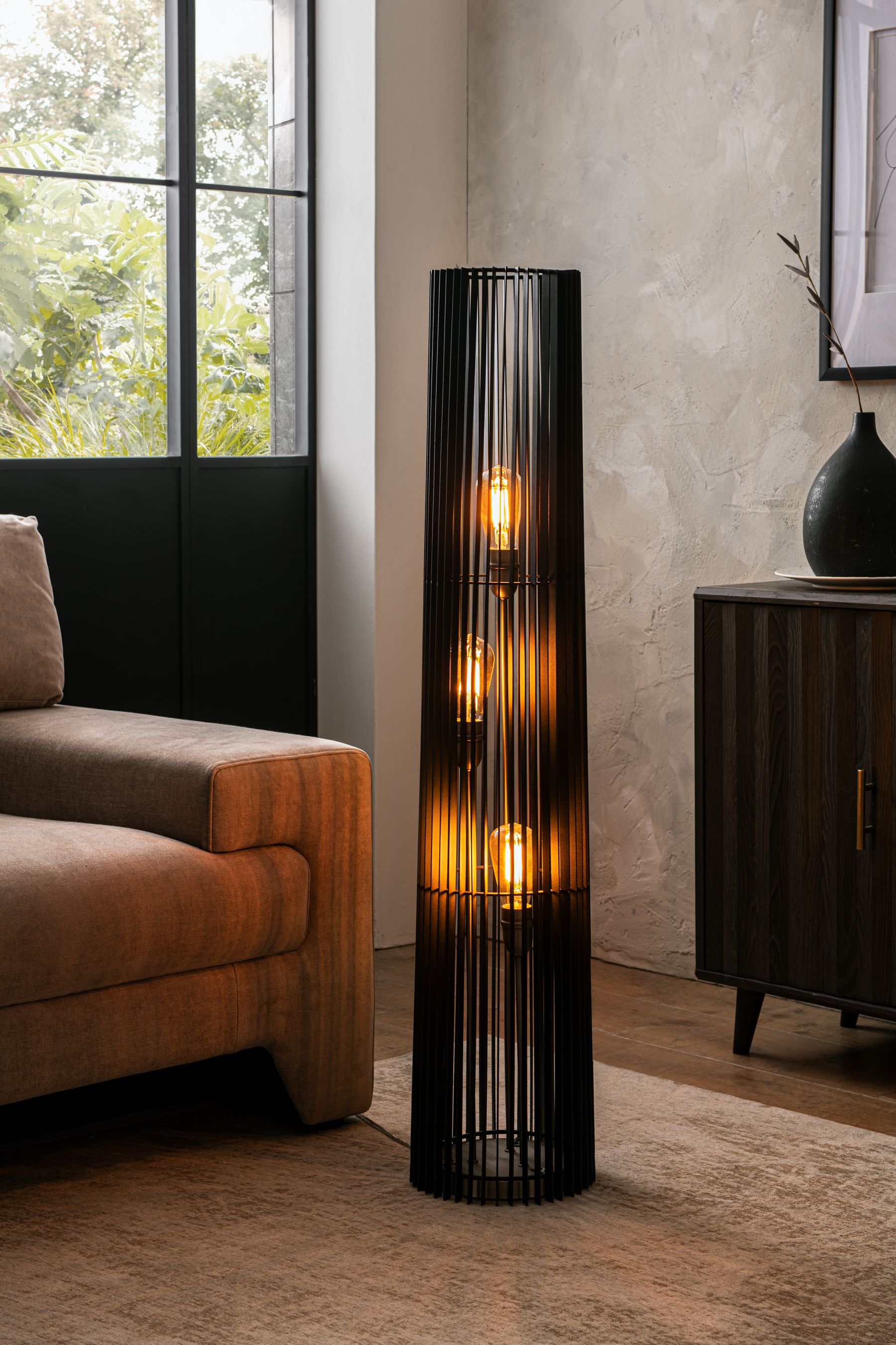 The range black floor lamp top