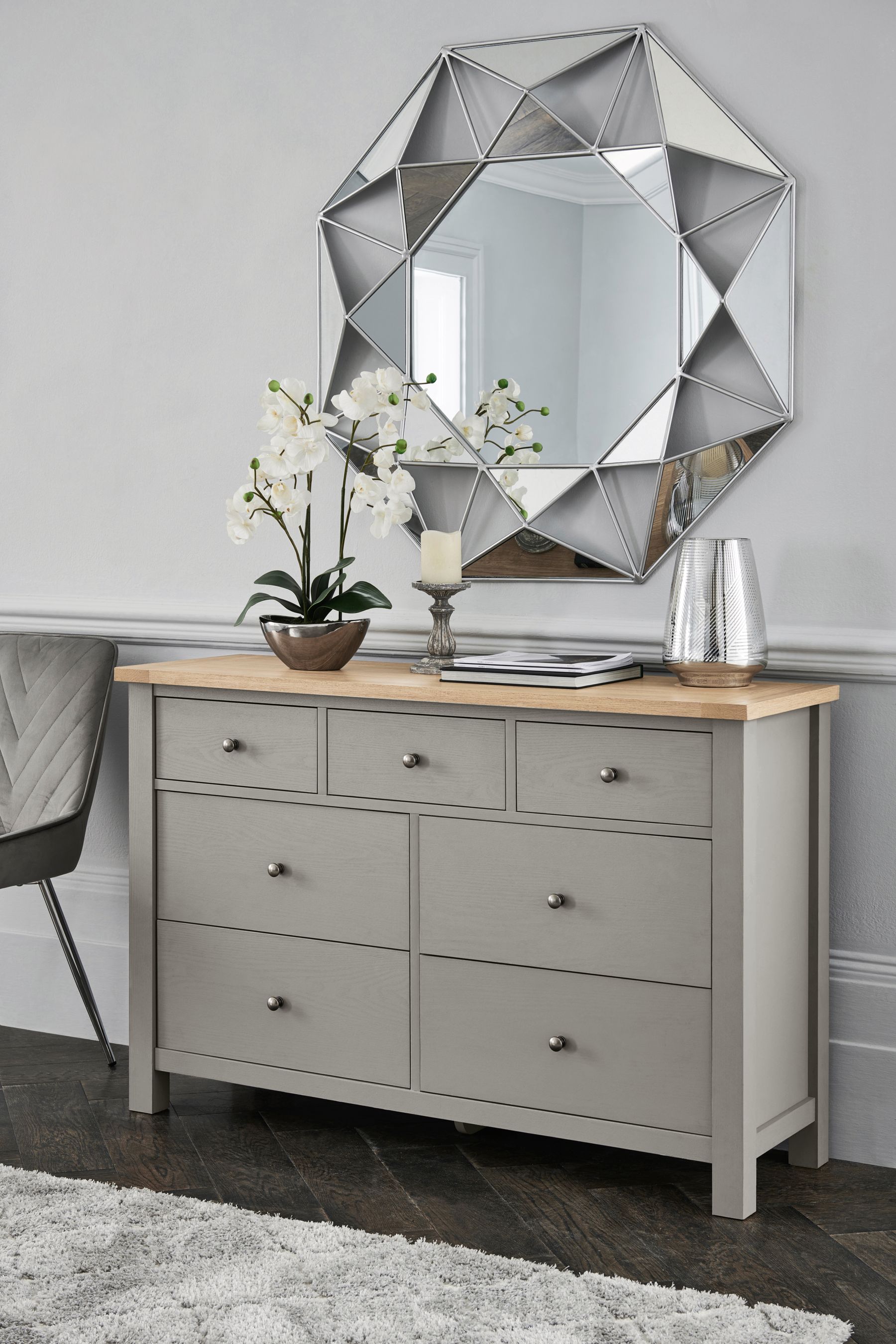 Dove Grey Malvern Paint Effect 7 Drawer Chest of Drawers