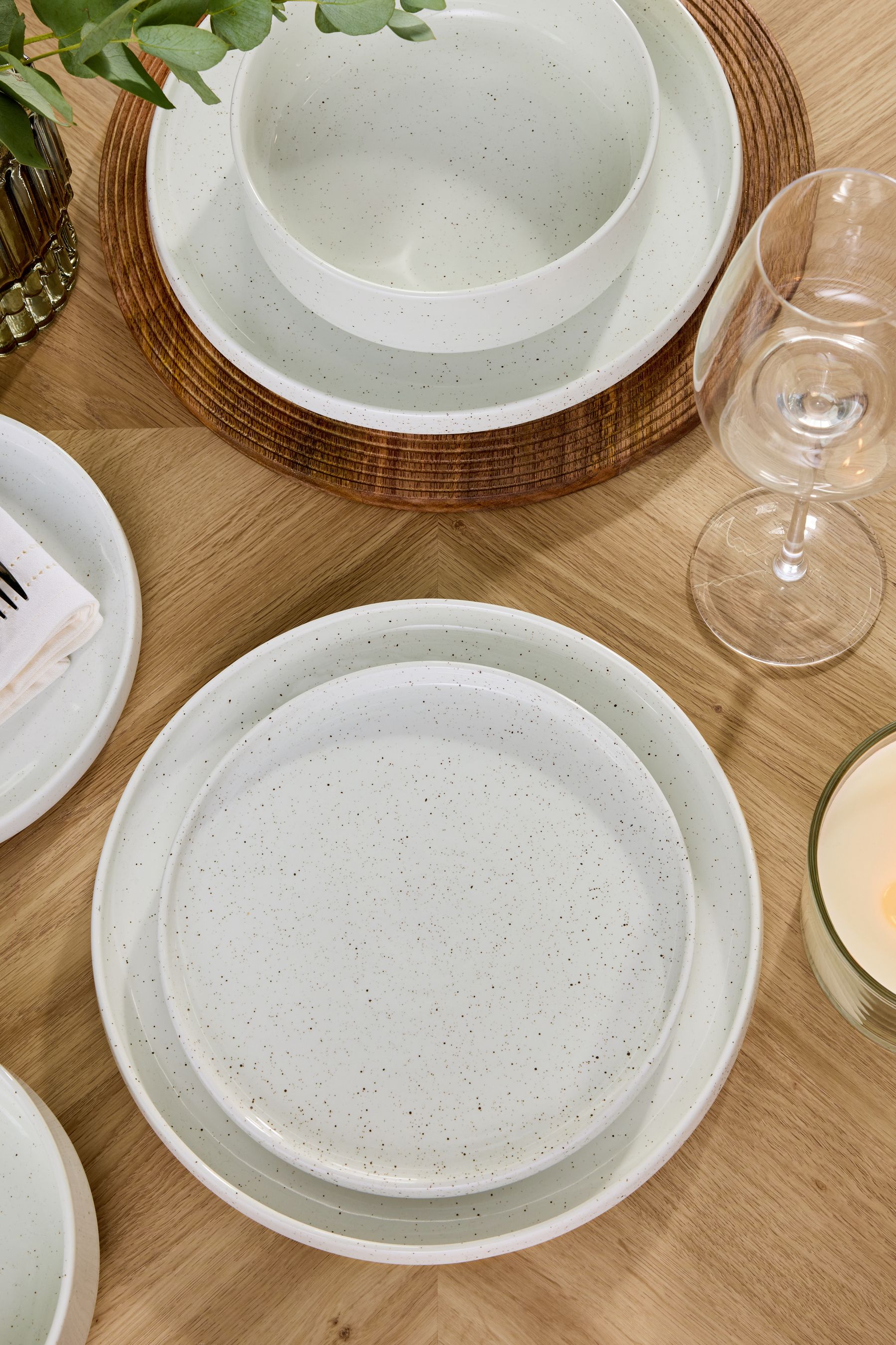 Buy Cream Hayden Speckle 12 Piece Dinner Set from the Next UK