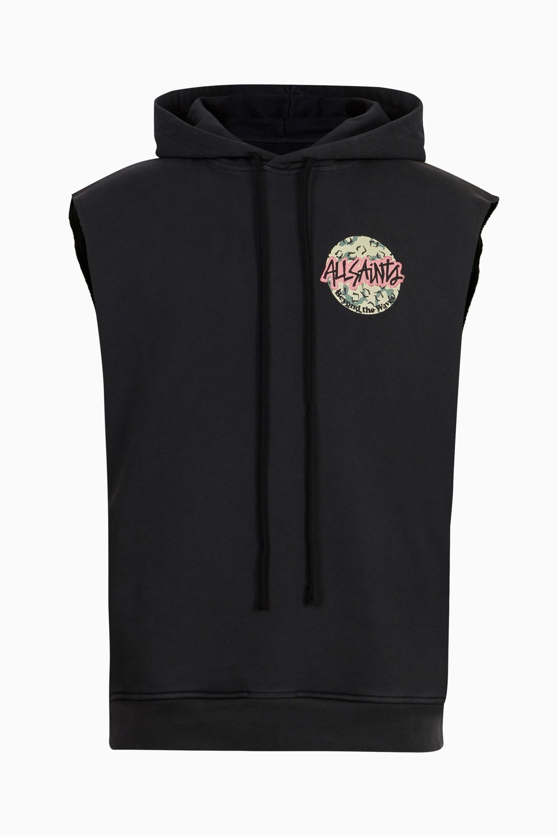 Buy AllSaints Black Shredder Sleeveless Hoodie from the Next UK