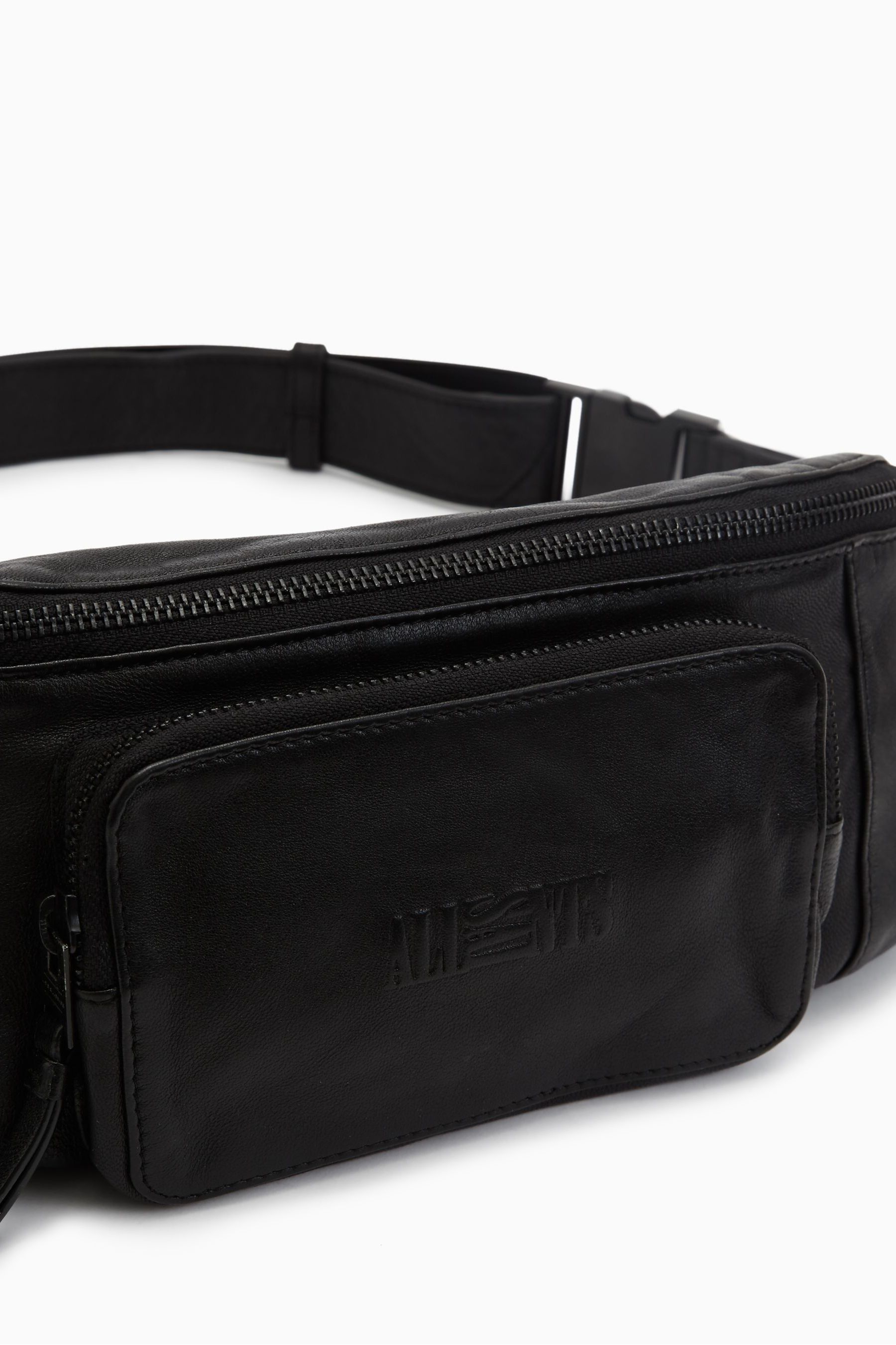 Buy AllSaints Oppose Leather Black Bum Bag from the Next UK online