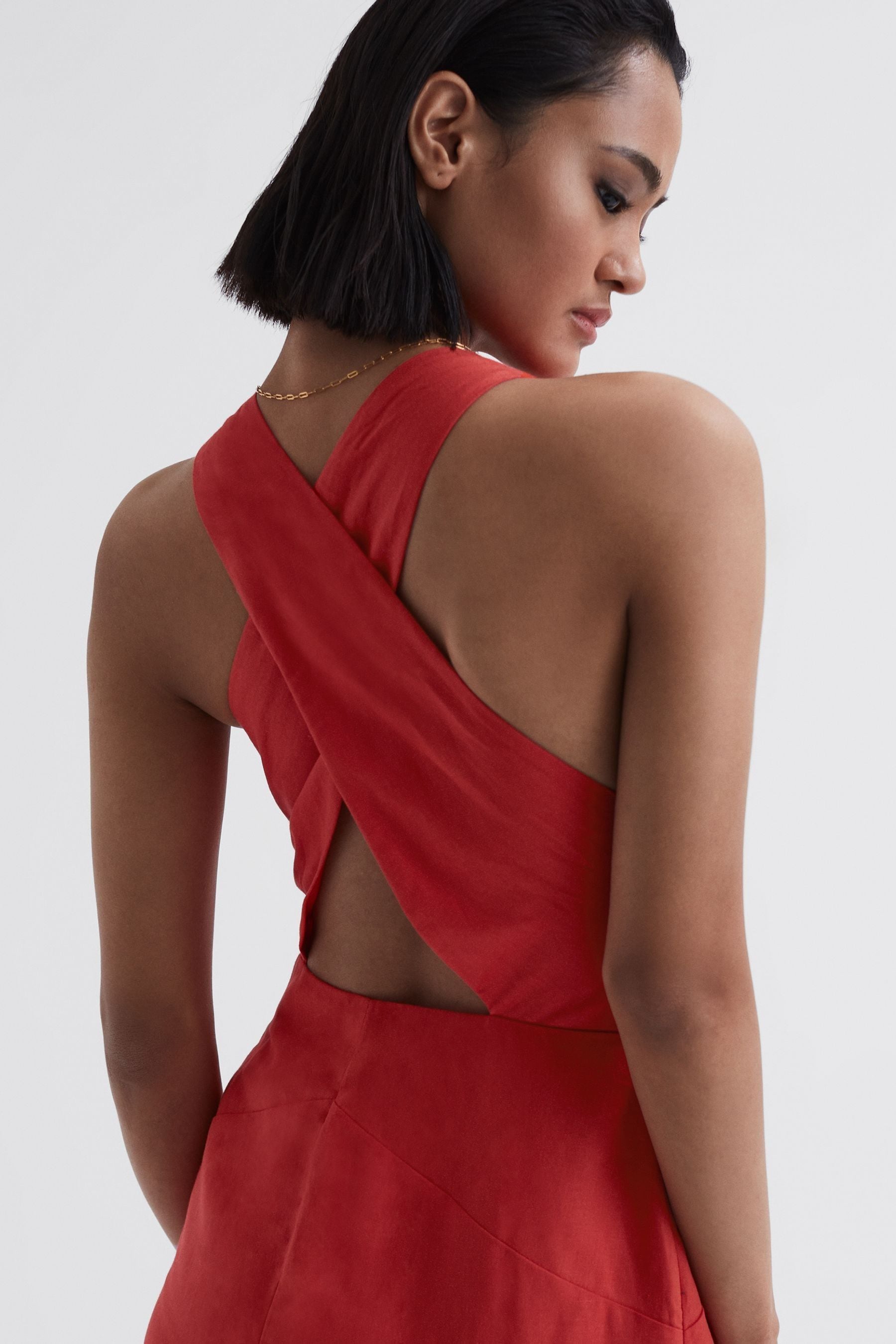 Buy Reiss Orange Rhoda Cotton Linen Midi Dress from the Next UK
