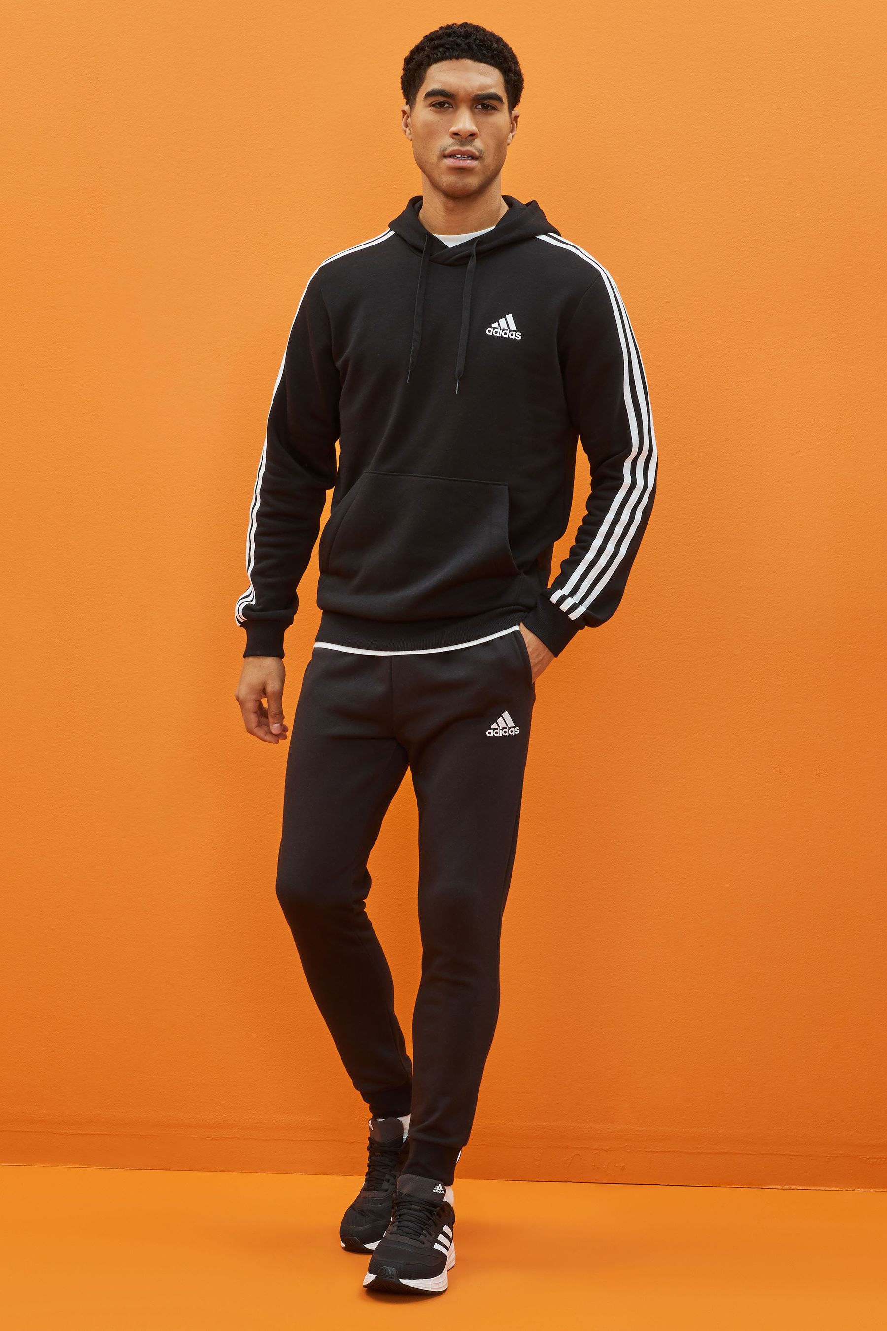 Buy adidas Black Regular Essentials Fleece Tapered Joggers from the Next UK online shop